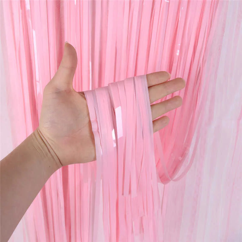 Pink Foil Fringe curtain 2x1m