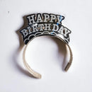 Glittered Happy Birthday Tiaras black and silver colors 6 pcs
