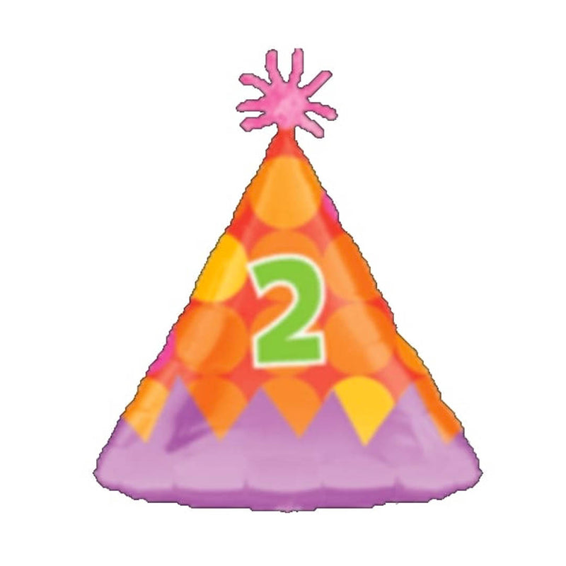 NUMBER 2 PARTY HAT FOIL BALLOON