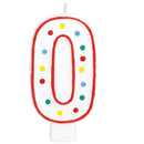 NUMBER 0 POLKA DOT MOLDED CANDLE