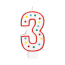 NUMBER 3 POLKA DOT MOLDED CANDLE