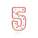 NUMBER 5 POLKA DOT MOLDED CANDLE