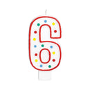 NUMBER 6 POLKA DOT MOLDED CANDLE