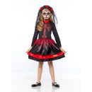 Red Day Of The Dead Senorita Kids Halloween Dress Up Costume