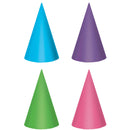 Pink & Teal Foil Paper Cone Hats 12pcs