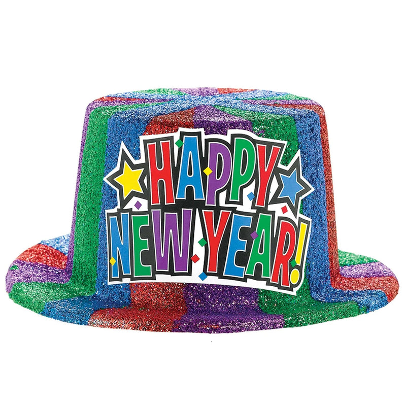 Glitter Top Hat New Year Jewel Tone Glitter Plastic