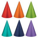 RAINBOW FOIL PARTY CONE HATS 12 pcs