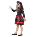 Red Day Of The Dead Senorita Kids Halloween Dress Up Costume