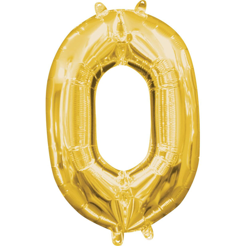 Number 0 Gold Mini Shape Foil Balloon 16in