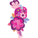 HBD DAINTY FLORAL LARGE SHAPE FOIL BALLOON