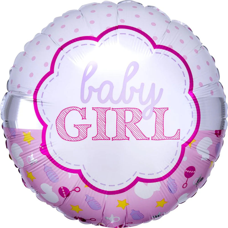 BABY GIRL SCALLOP FOIL BALLOON 18in