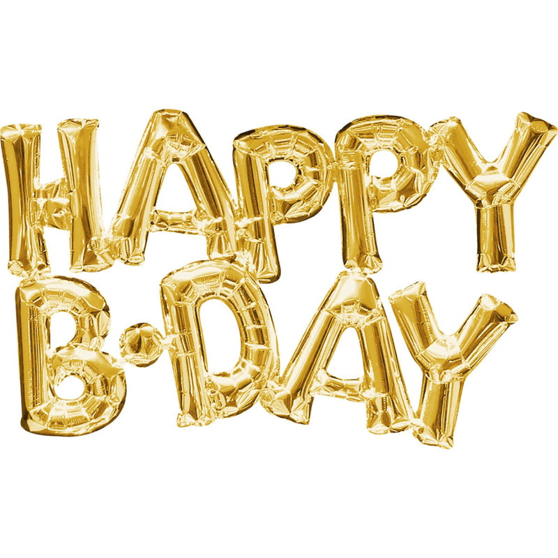 Happy Birthday Gold Balloon 30x19in