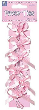 PINK PACIFIER FAVOR TIES