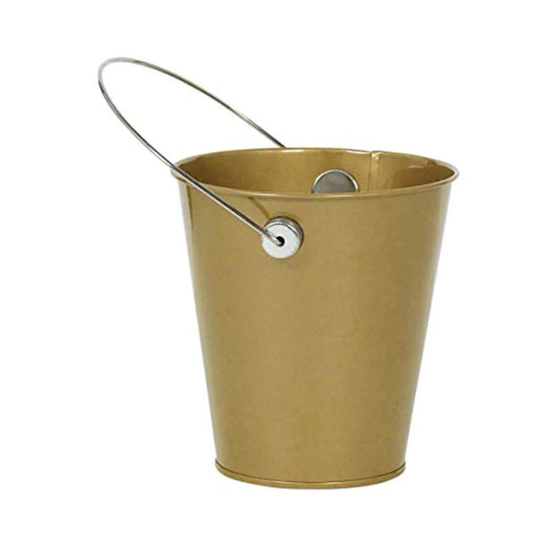 Gold Metal Bucket With Handle
