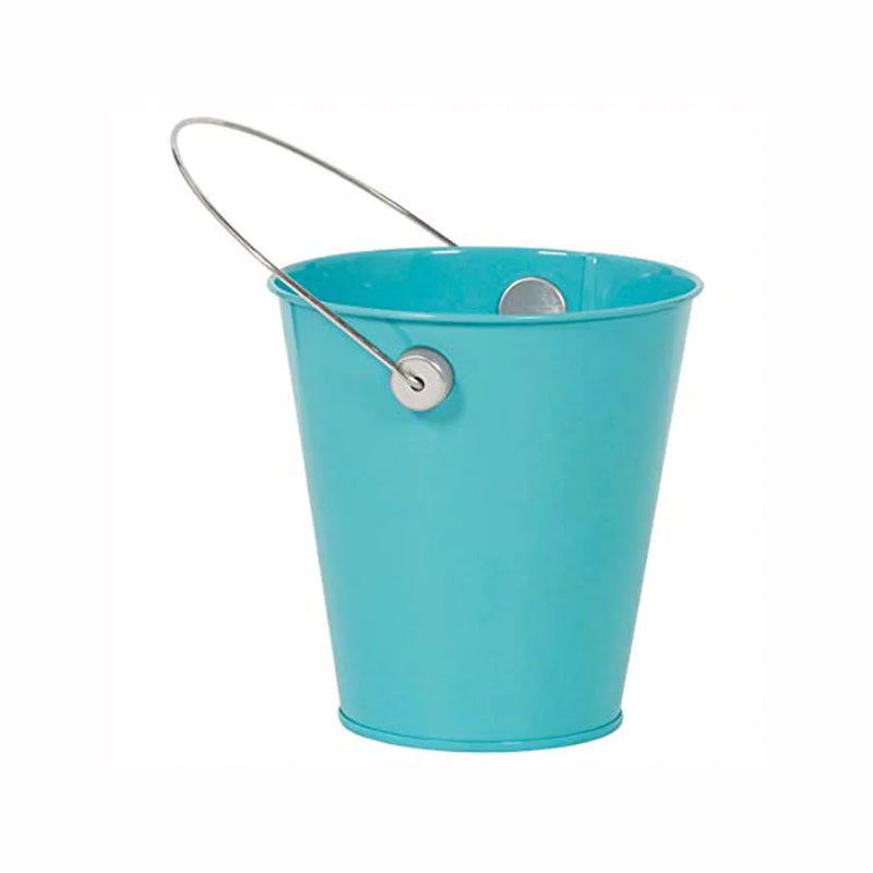 Caribbean Blue Metal Bucket With Handle