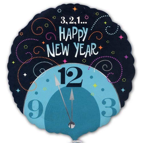 3,2,1 New Year Midnight Clock 18in Foil Balloon