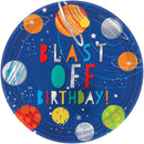 Blast Off Birthday Metallic Paper Plates 10.5in, 8pcs