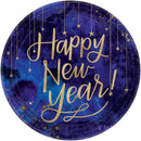 MIDNIGHT NEW YEAR EVE METALLIC PAPER PLATES 10.5 inch, 8pcs