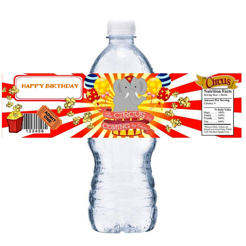 Circus Theme Water Labels