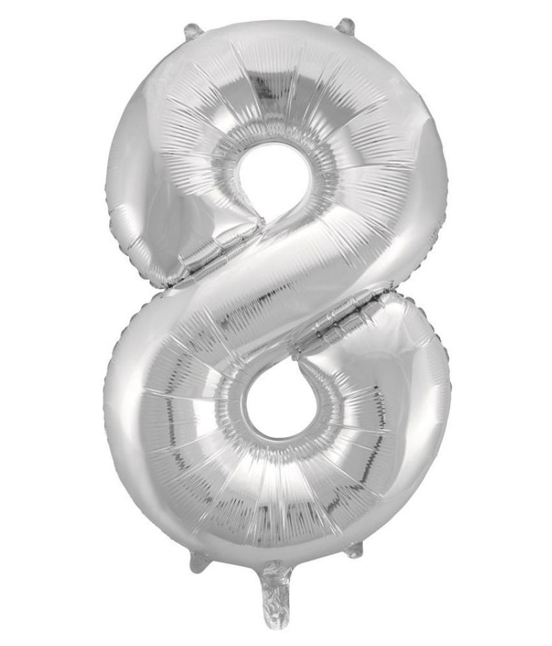 NUMBER 8 SILVER BALLOON