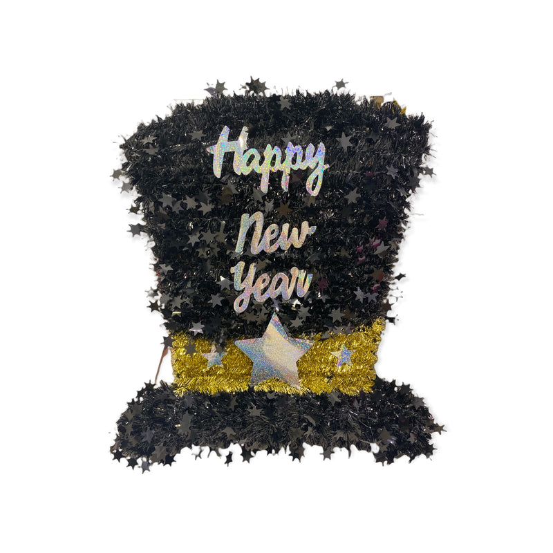 NEW YEARS TINSEL TOP HAT HANGING DECORATION