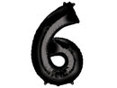 NUMBER 6 BLACK  LARGE SHAPE HRLIUM BALLOON