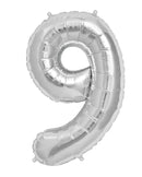 #9 SILVER FOIL LARGE BALLOON BALLOON