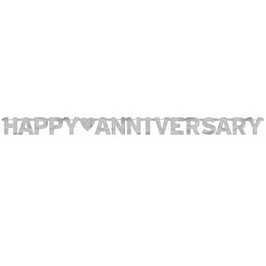 Silver Happy Anniversary Banner 7.75ft
