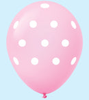 LATEX  BIG POLKA DOTS PINK 11" SIZE