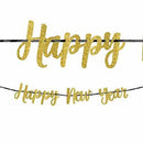 NEW YEAR RIBBON GOLD GLITTER BANNER