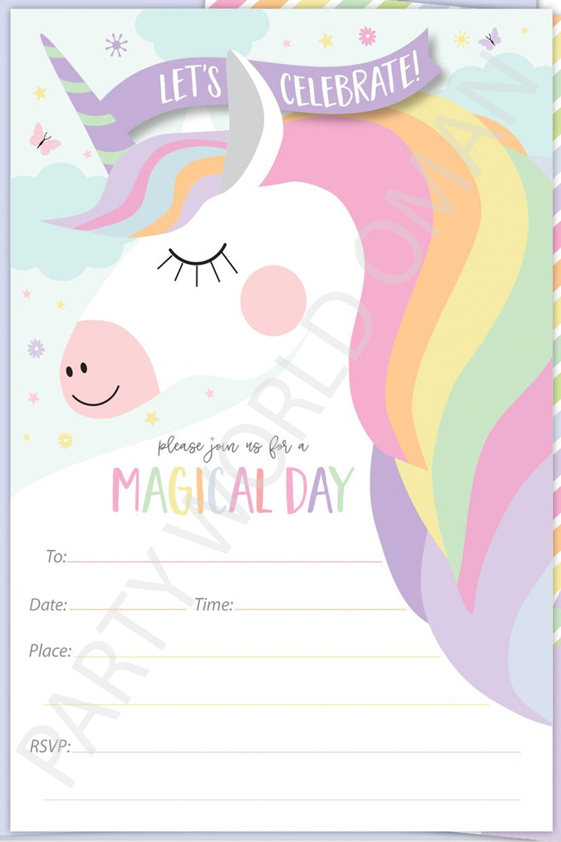Print-Your-Own Invitation Unicorn Theme